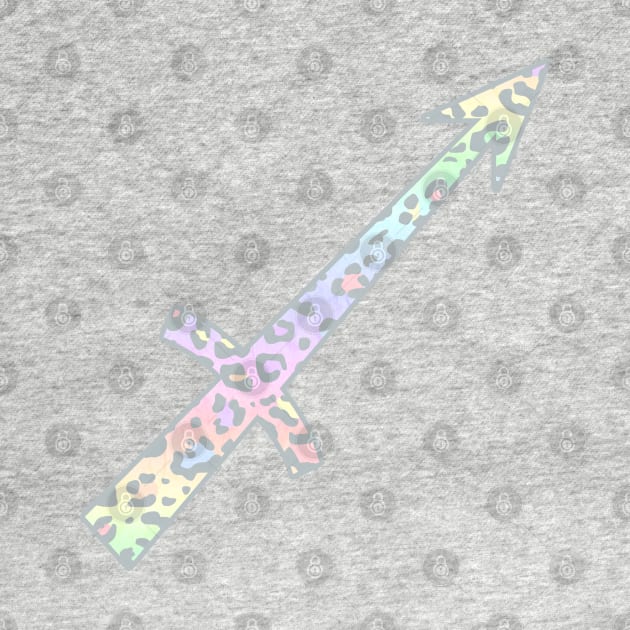 Sagittarius Zodiac Horoscope Symbol in Pastel Rainbow Leopard Print by bumblefuzzies